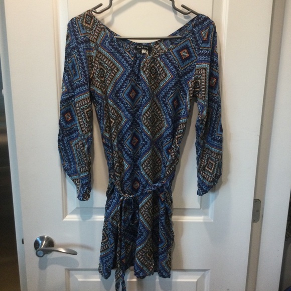 Geometric Pattern Blue Dress - Picture 5 of 6